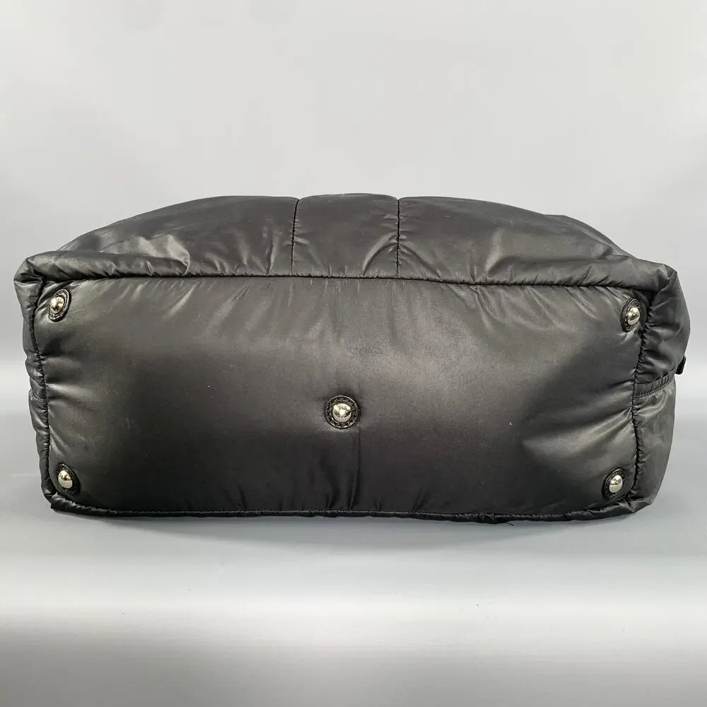 YVES SAINT LAURENT Black Quilted Leather Trim Nylon Bag